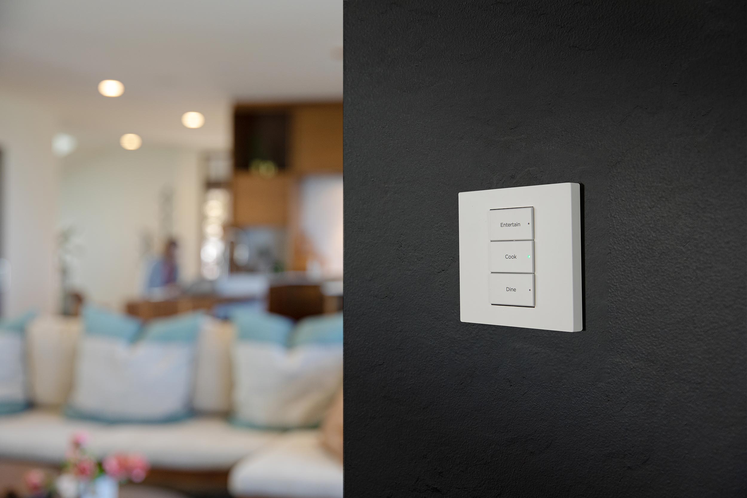 Control4 lighting keypad on wall